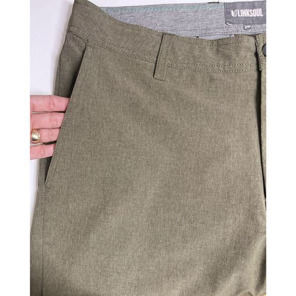 Linksoul Golf Pants Size 34R Straight Leg Green Stretch Lightweight Performance - Picture 6 of 11